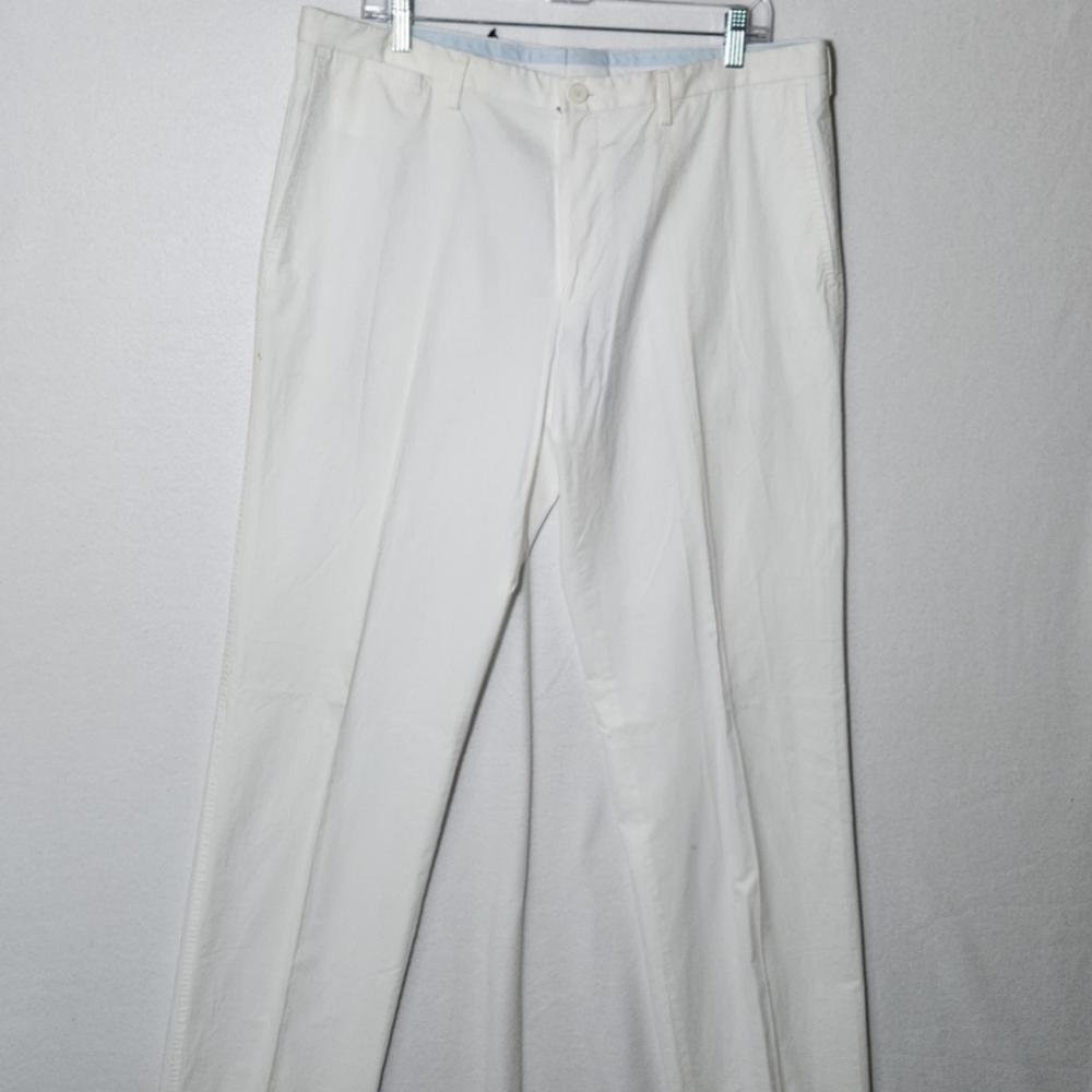Hugo Boss Parker 10-W Slacks Chino Dress Pants Mens 38R Ivory White Flat Front
